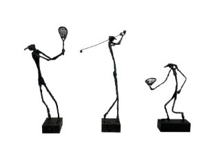 Three figural Giacometti inspired sculptures