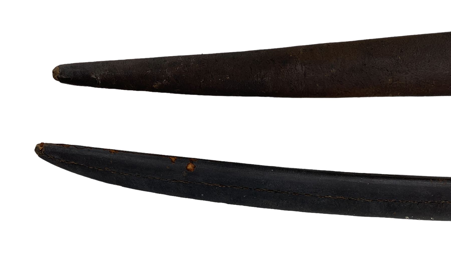 19th century Afghan Khyber knife with horn grip and scabbard L84cm overall and a 19th century Indian - Image 3 of 7