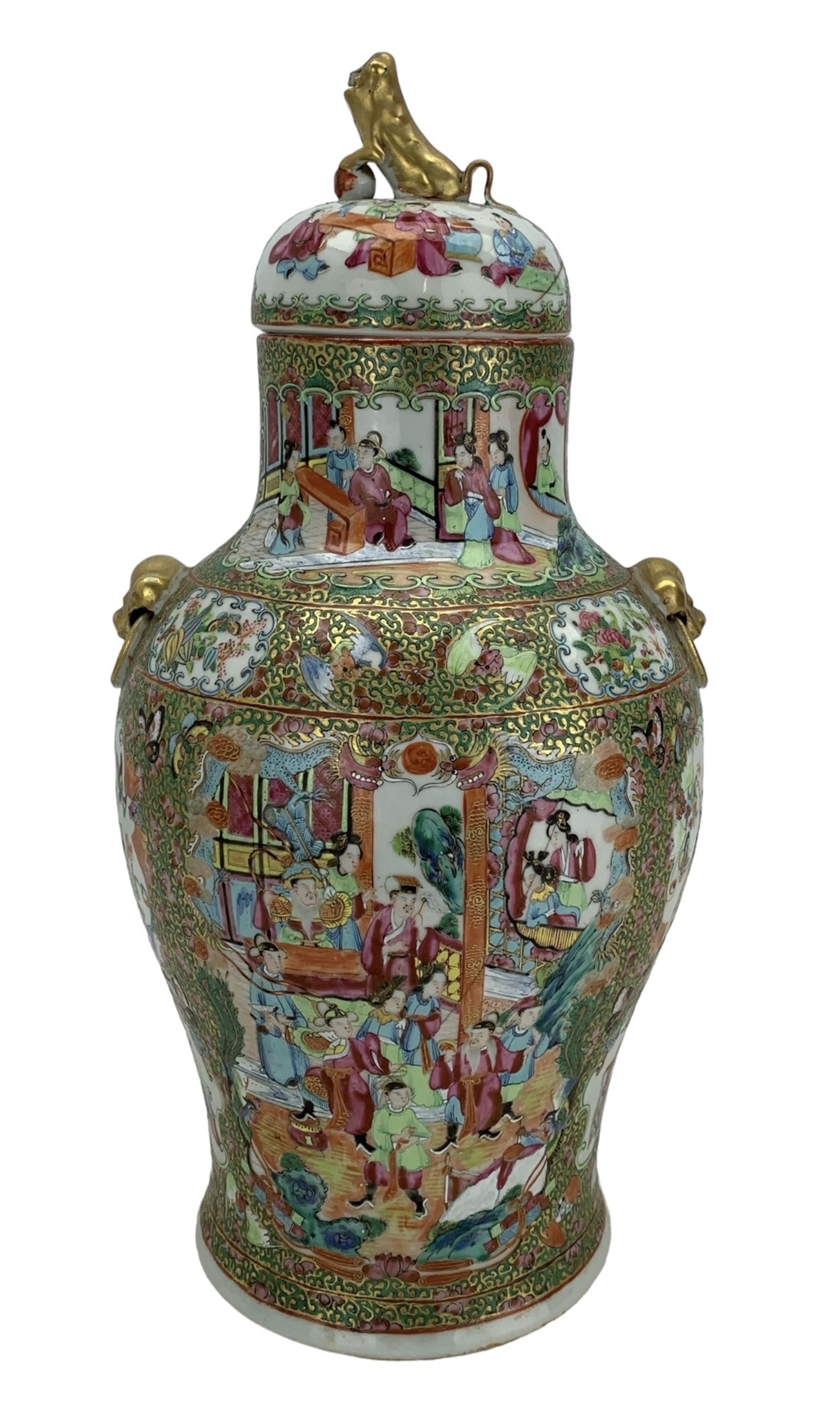 19th century Chinese Canton famille rose vase and cover - Image 9 of 15