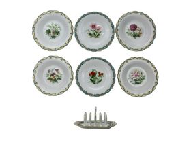 Set of six 19th century porcelain dessert plates