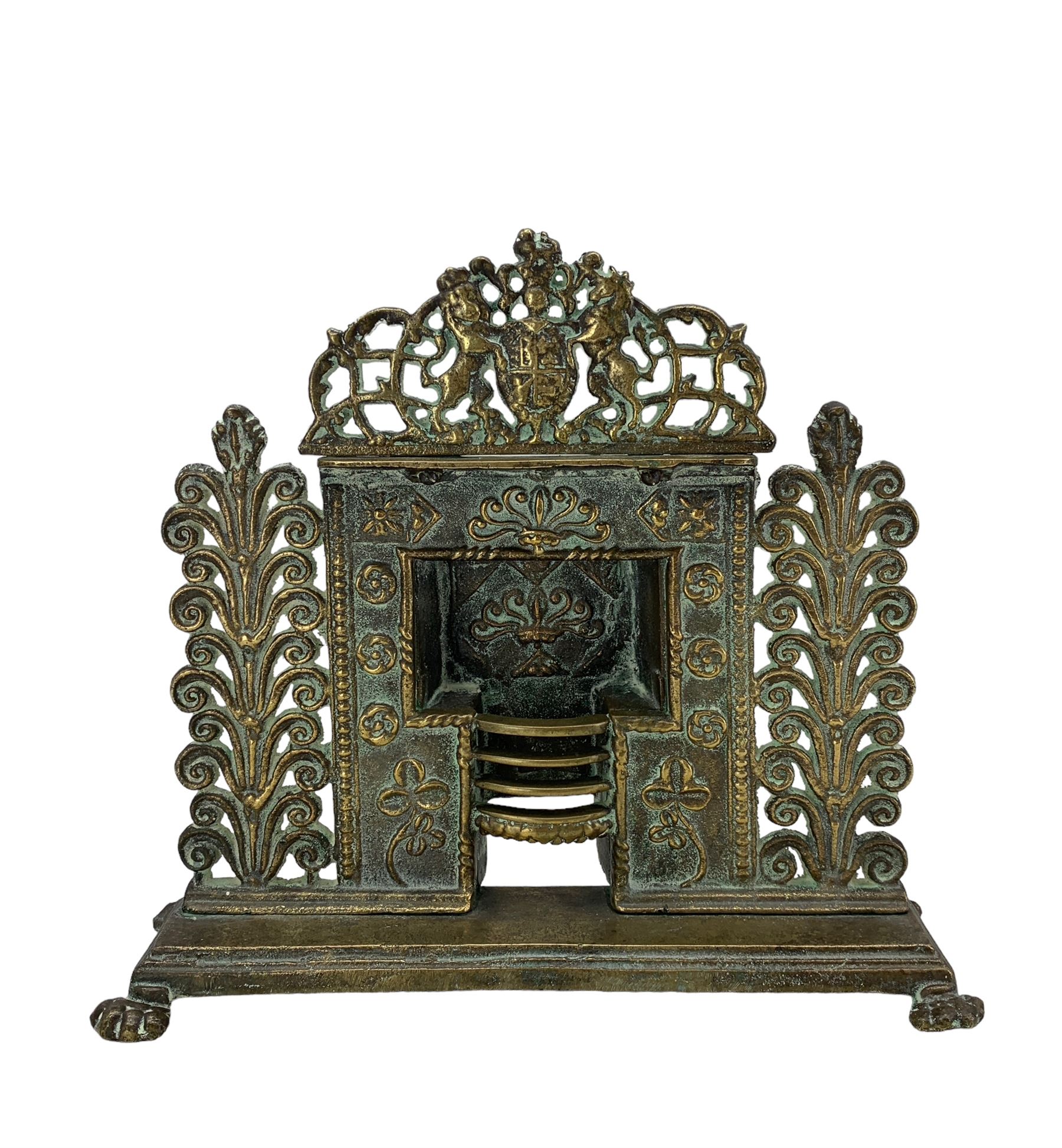 Victorian salesman miniature cast brass fireplace and surround - Image 2 of 2