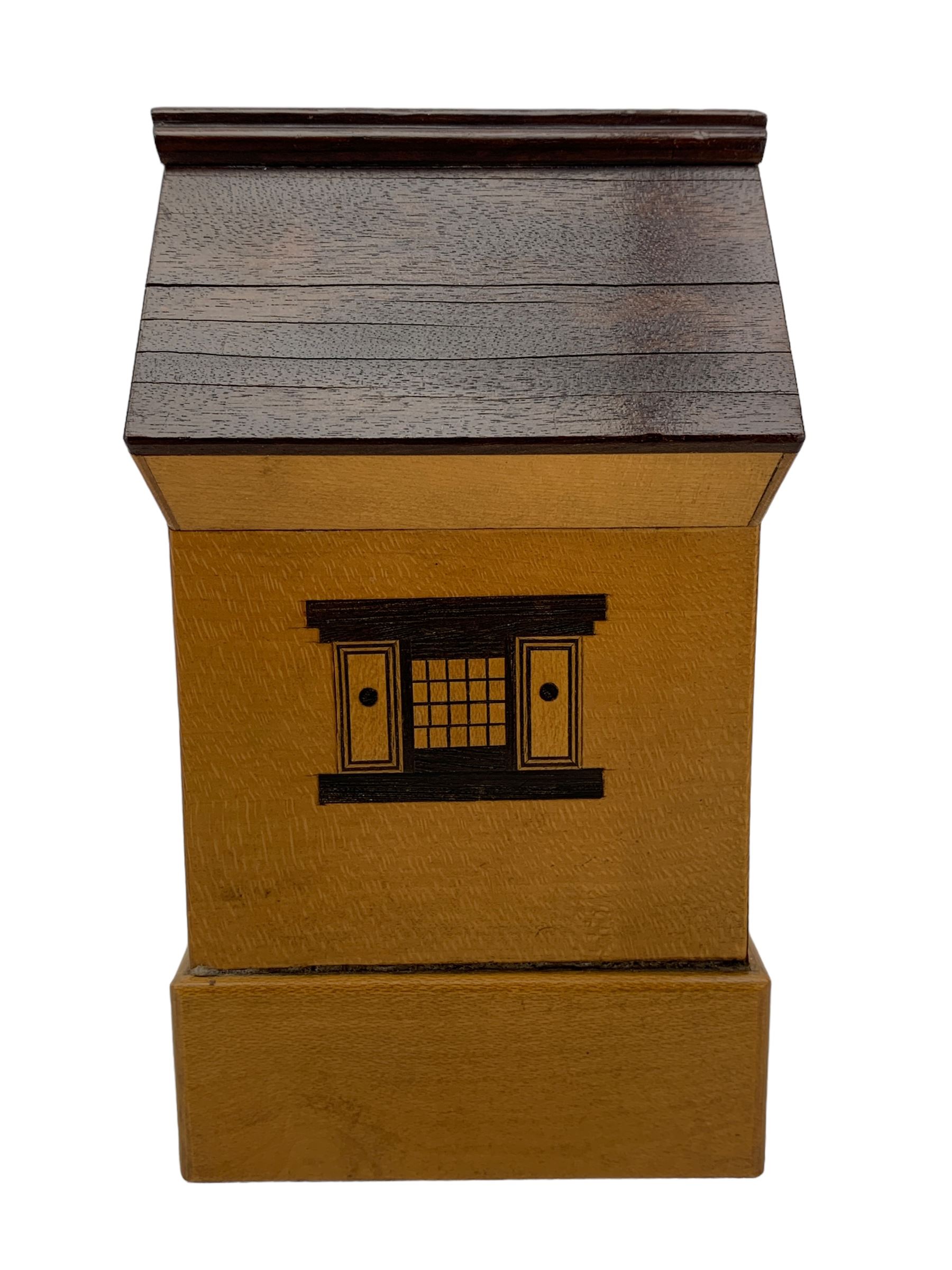 Early 20th century marquetry puzzle money box in the form of a house - Image 2 of 5