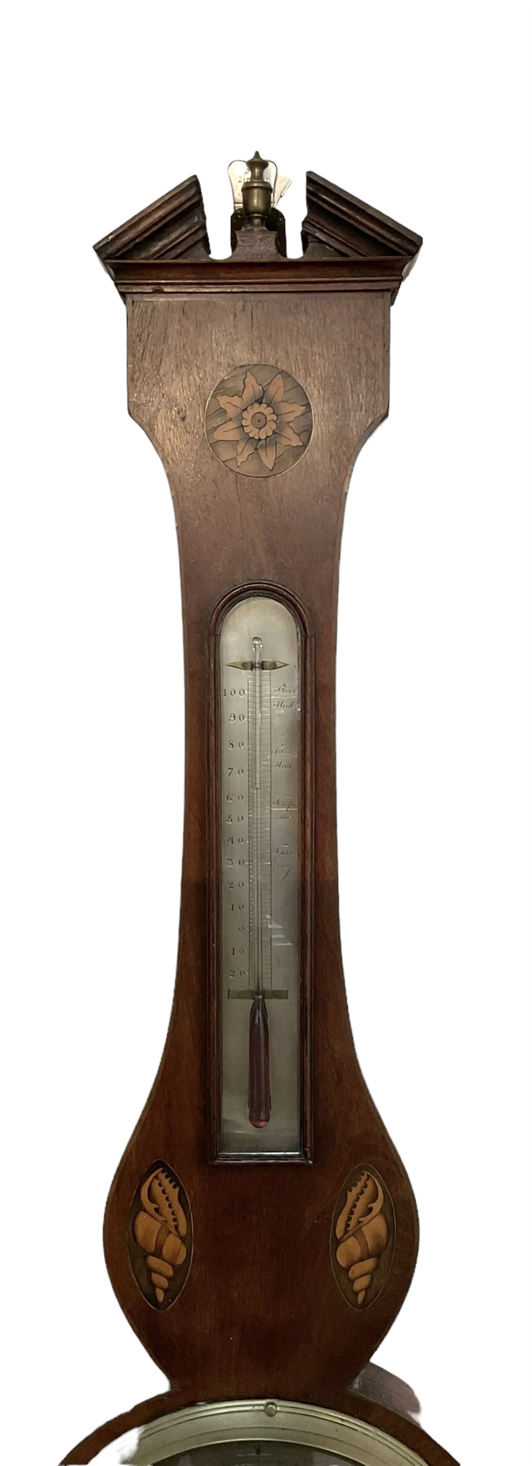 Early 19th century - Inlaid mahogany Sheraton mercury barometer with a silvered register and spirit - Image 3 of 3