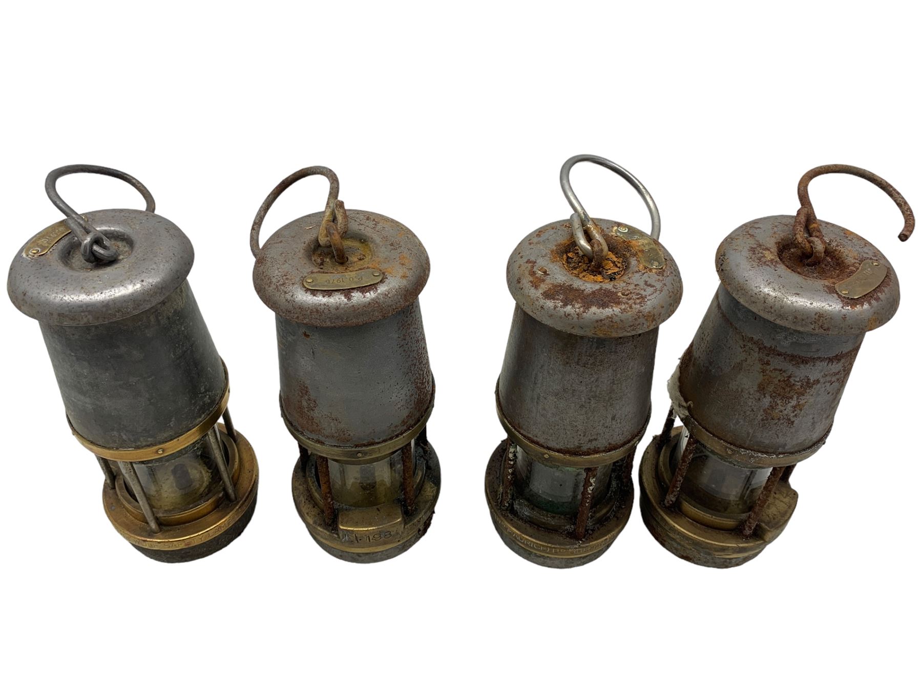 Four steel and brass miners lamps - Image 4 of 4