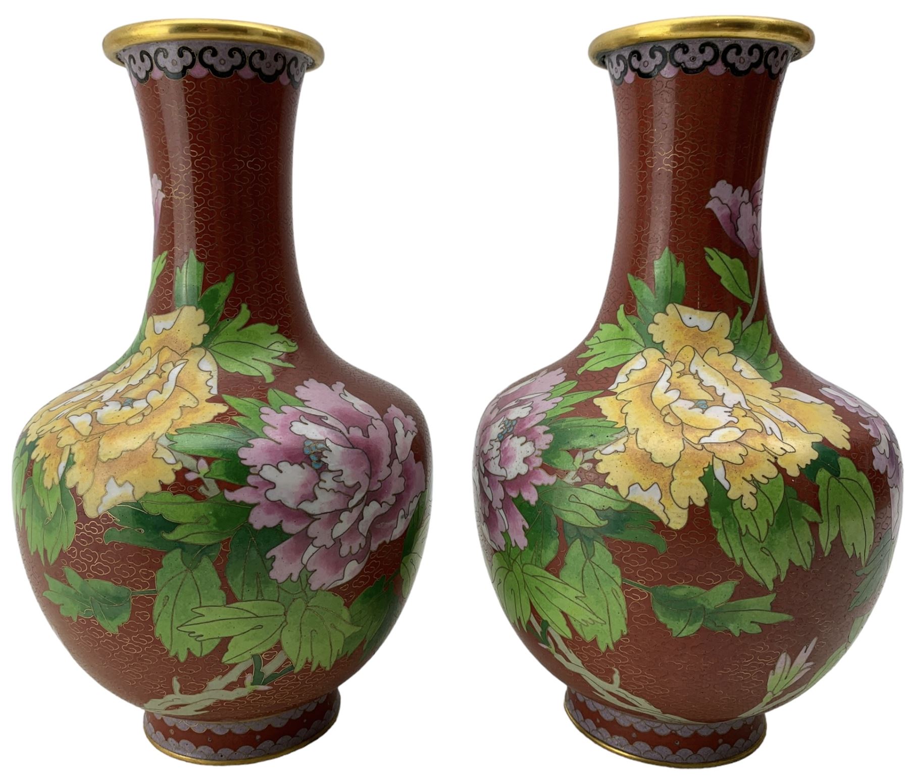 Pair of Japanese cloisonne vases