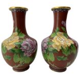 Pair of Japanese cloisonne vases