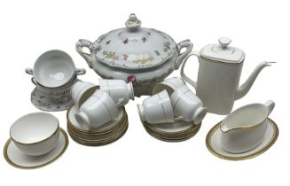 Set of six Royal Worcester Viceroy pattern trios and sugar bowl
