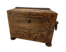 Victorian rosewood inlaid two-division tea caddy