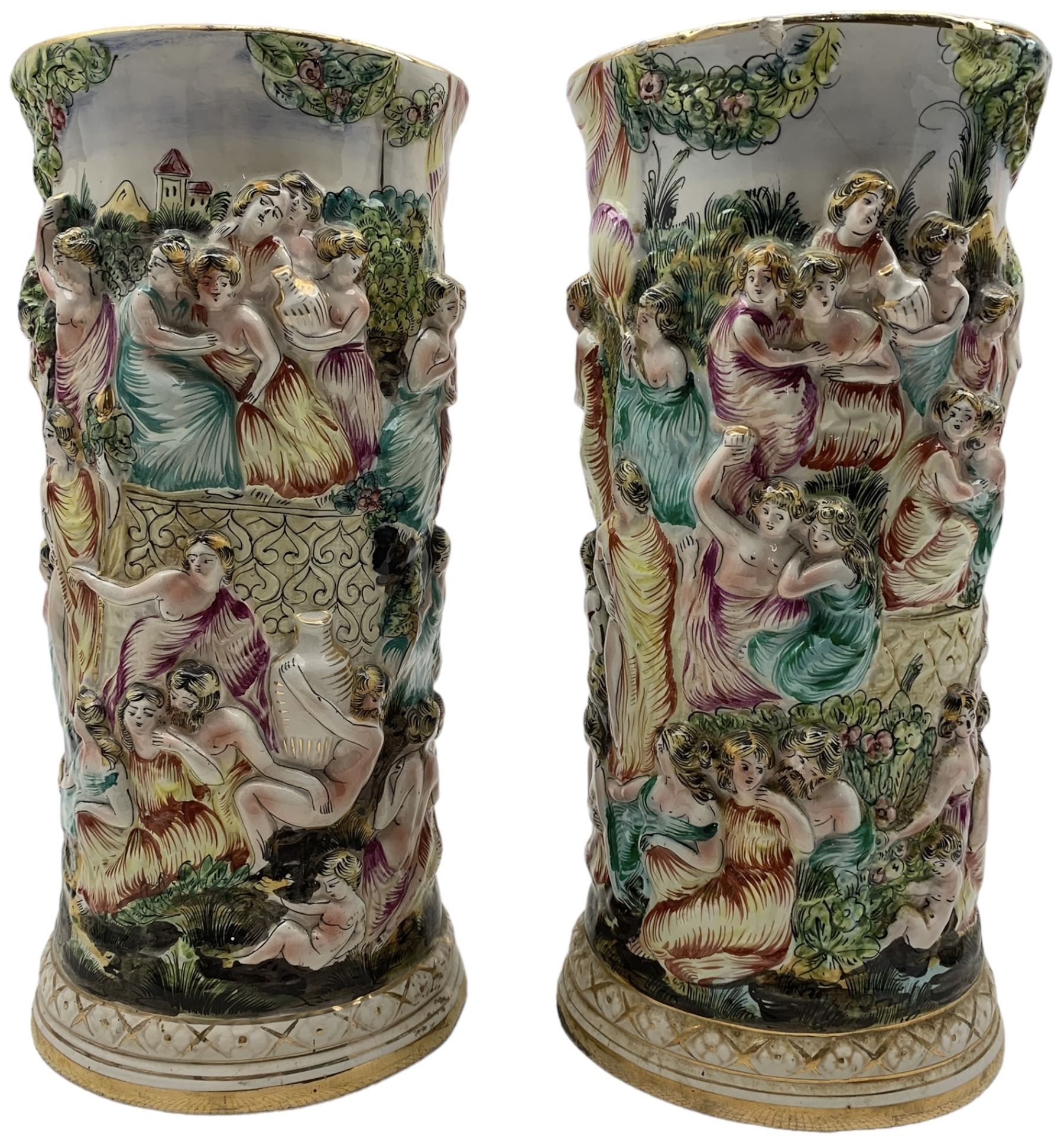 Pair of Capodimonte vases - Image 2 of 3