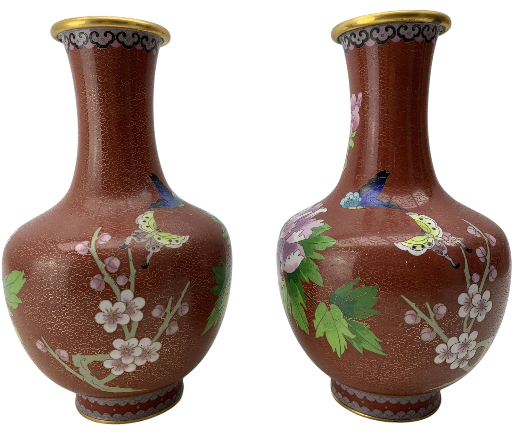 Pair of Japanese cloisonne vases - Image 2 of 2