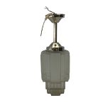 French Art Deco frosted glass architectural form glass pendant light fitting