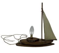 Art Deco oak table lamp modelled as a sailing boat