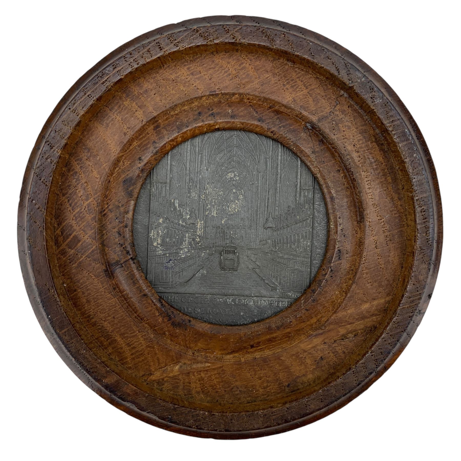 19th century circular turned oak box - Image 3 of 4
