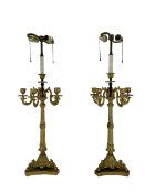 Pair of 20th century gilt metal table lamps