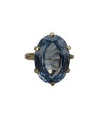9ct gold single stone blue topaz ring