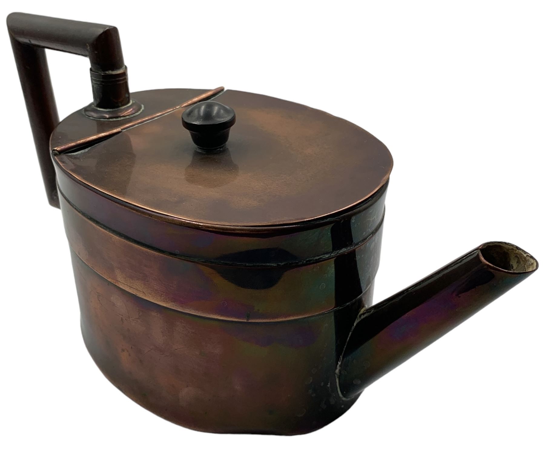 Christopher Dresser (1834-1904): Victorian copper teapot of oval cylincrical form with stylized spou - Image 3 of 4