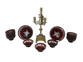20th century gilt brass four branch candelabra