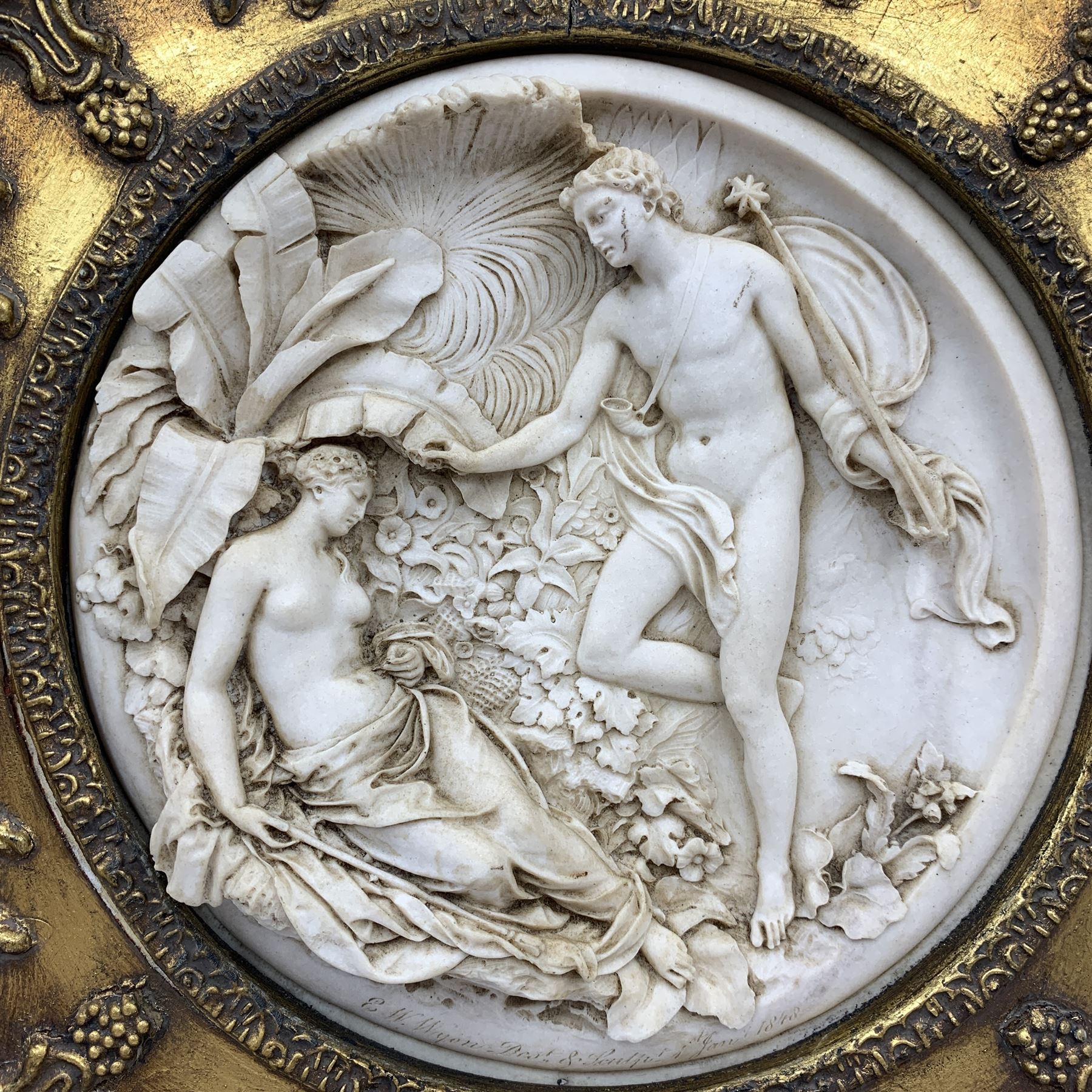 After Edward William Wyon (English 1811-1855): Circular composite relief panel depicting Oberon and - Image 2 of 4