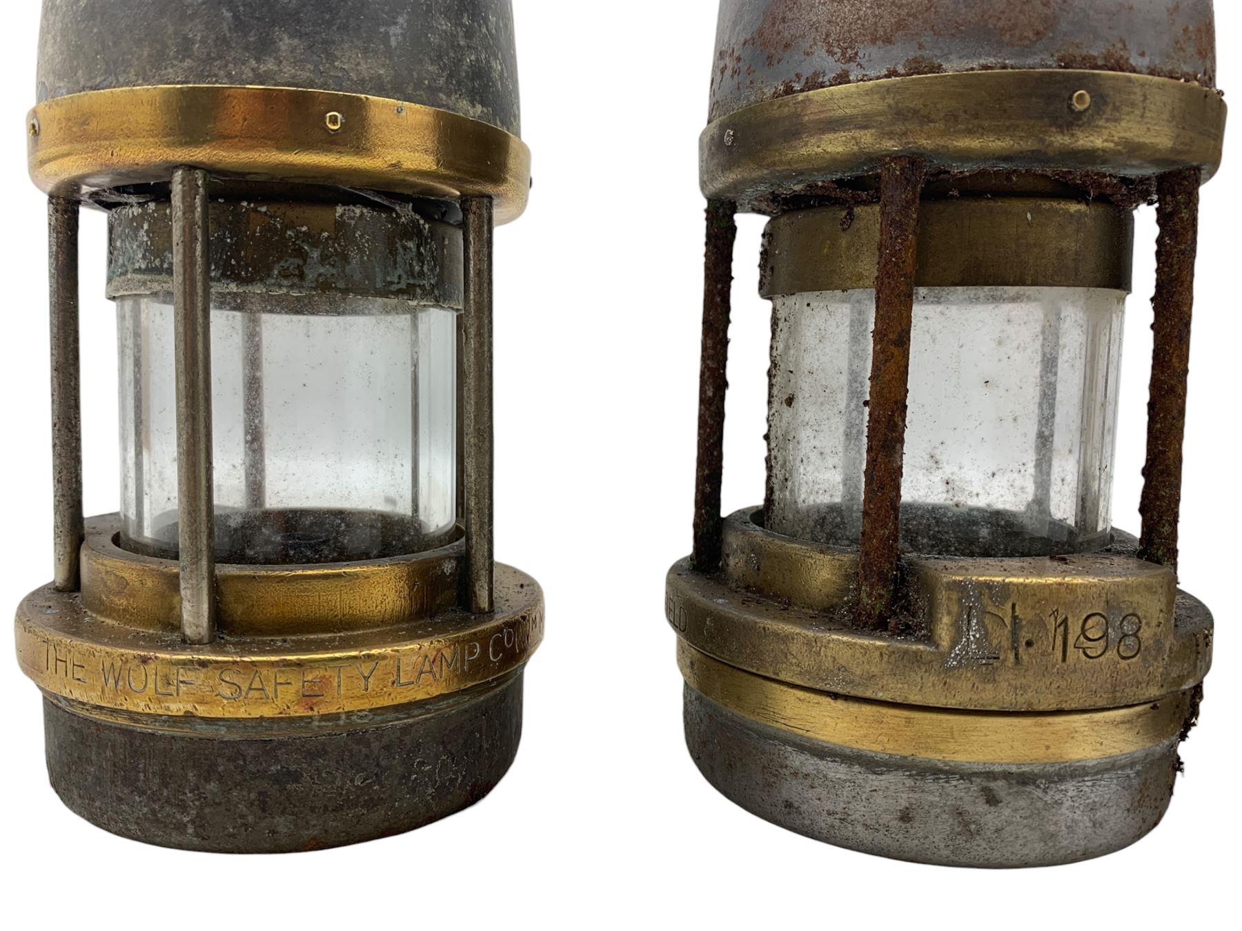 Four steel and brass miners lamps - Image 2 of 4