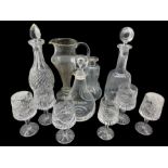 Waterford 'Colleen' pattern cut glass decanter with associated stopper; Holmegaard style Kluk decant