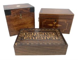 19th century mahogany inalid tea caddy with two brass ring handles