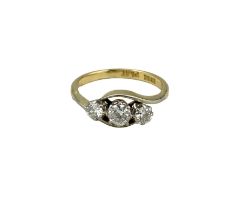 18ct gold diamond three stone ring