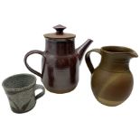 David Lloyd Jones (1928-1994): Three pieces of studio pottery to include a teapot