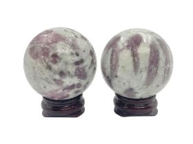 Pair of pink tourmaline spheres