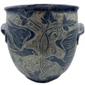 John Egerton (c1945-): studio pottery stoneware twin handled vase