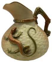 Royal Worcester blush ivory porcelain basket weave jug