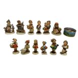 Ten Hummel figures comprising School Girl and Boy