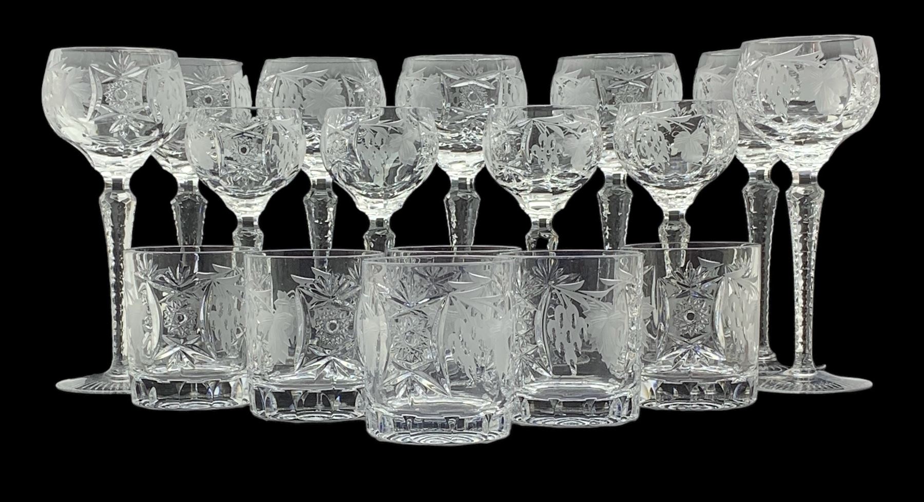 Part suite of Nachtmann crystal comprising seven tall stemmed wine glasses