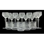 Part suite of Nachtmann crystal comprising seven tall stemmed wine glasses