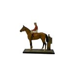 Early 20th century Austrian cold painted spelter match striker in the form of a racehorse and jockey