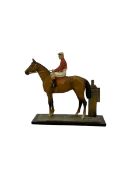 Early 20th century Austrian cold painted spelter match striker in the form of a racehorse and jockey