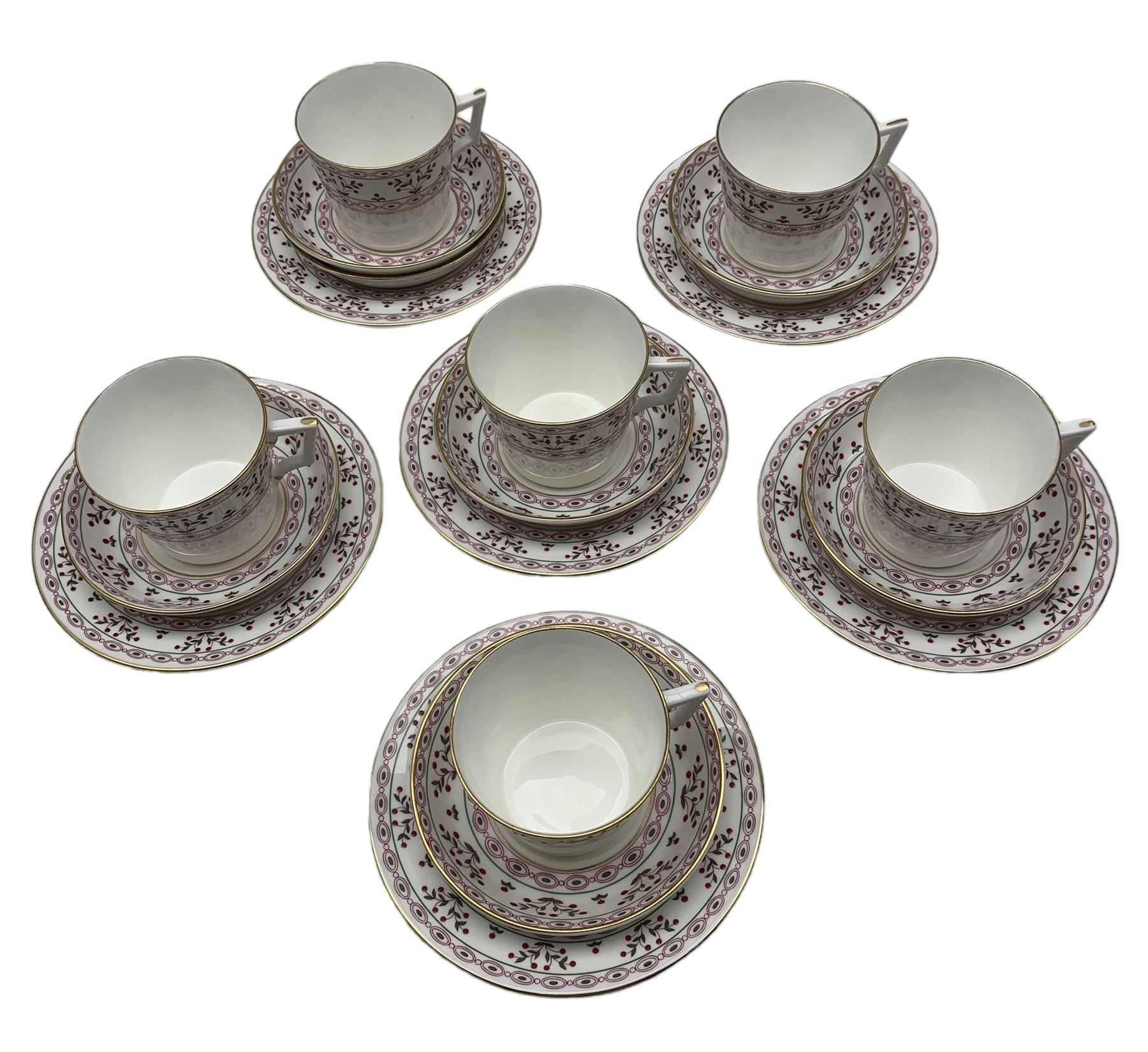 Royal Crown Derby Brittany pattern tea wares comprising six teacups