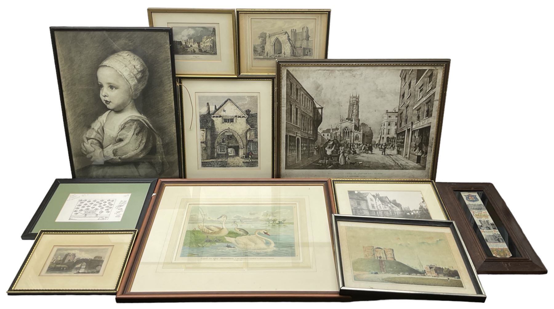 Collection of York themed etchings to include Cliffords Tower