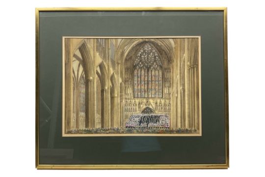 Alfred Gill (British 1897-1981): York Minster Interior - Choral Concert under West Window - Image 2 of 4