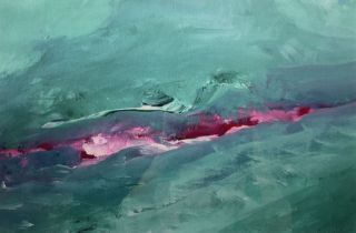 Samantha Hunt (Contemporary): Abstract Wave in Turquoise