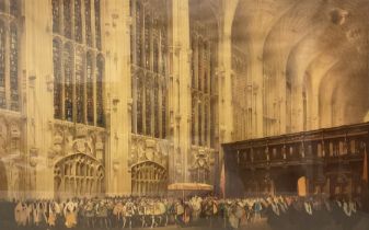 After Fred Taylor (British 1875-1962): 'King's College Chapel (Cambridge) - Queen Elizabeth's Visit