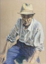 Barry De More (Northern British 1948-2023): 'Austrian Man' in Straw Hat