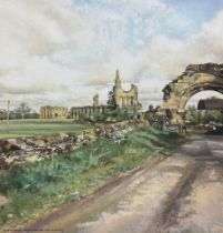 John Mawbey (British 20th Century): 'Byland Abbey - North Yorkshire'