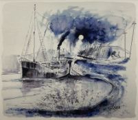 John Lowrie Morrison 'Jolomo' (Scottish 1948-): 'VIC 32 - Crinan Canal' Steamboat