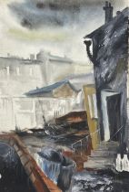 Willy Tirr (German 1915-1991): Back Alley Landscape