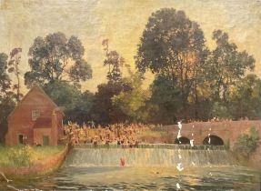 George Harrison (York 1882-1936): Figures Bathing at Buttercrambe Mill