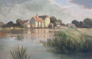 Owen Bowen (Staithes Group 1873-1967): Riverside Manor in Summer