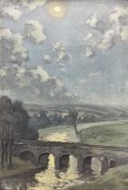 Hurst Balmford (British 1871-1950): 'Grassington Bridge by Moonlight'