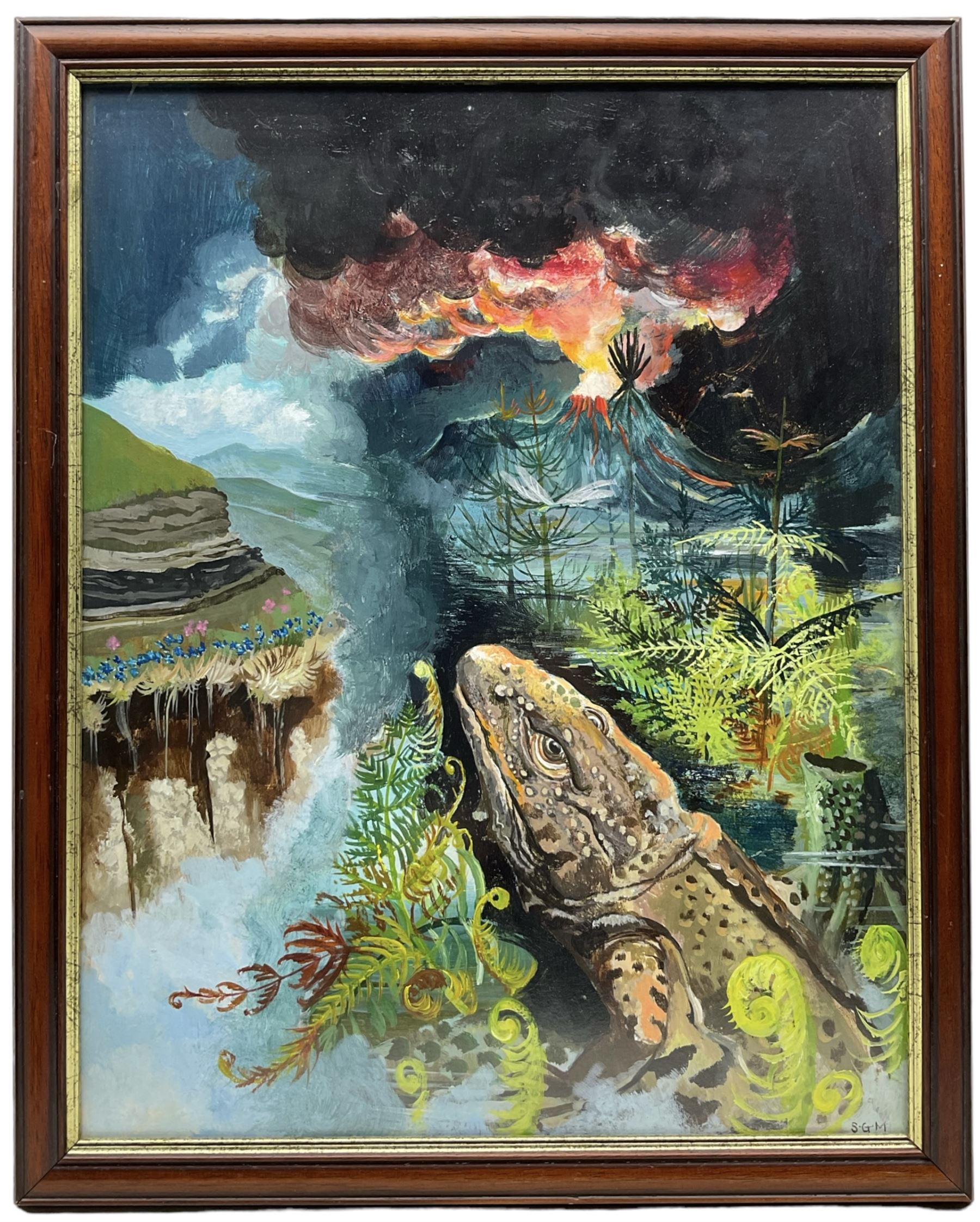 Sheila Gertrude Mackie (Northern British 1928-2010): Alligator in Volcanic Landscape - Image 2 of 3