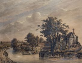 James George Zobel (British 1792-1881): Boating next to a Riverside Town