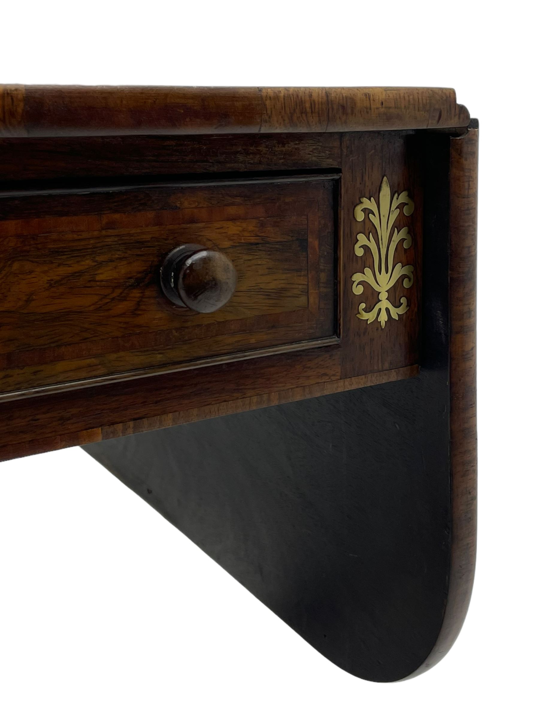 Regency rosewood and brass inlaid sofa table - Image 5 of 11